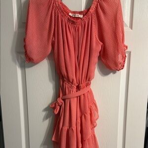 Impeccable Pig Stylish Red Gingham Off-Shoulder Dress - large